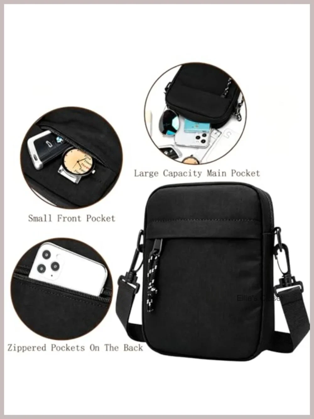 Mini Nylon Crossbody Bag for Women Men Travel Messenger Shoulder Purse